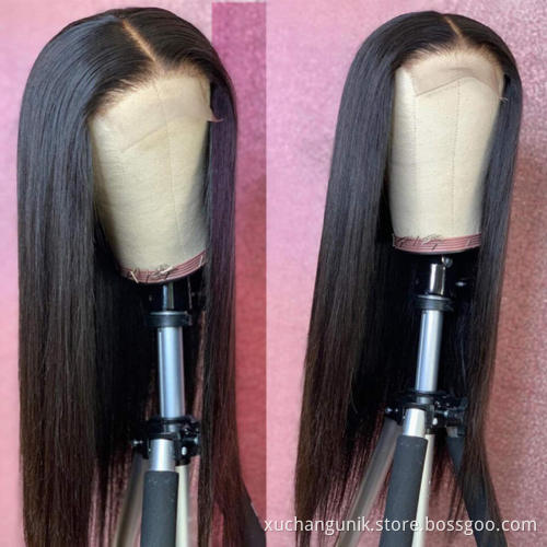 Wholesale Virgin Hair Vendor Cuticle Aligned Lace Front Human Hair Wig For Black Women Brazilian Straight Swiss Lace Closure Wig